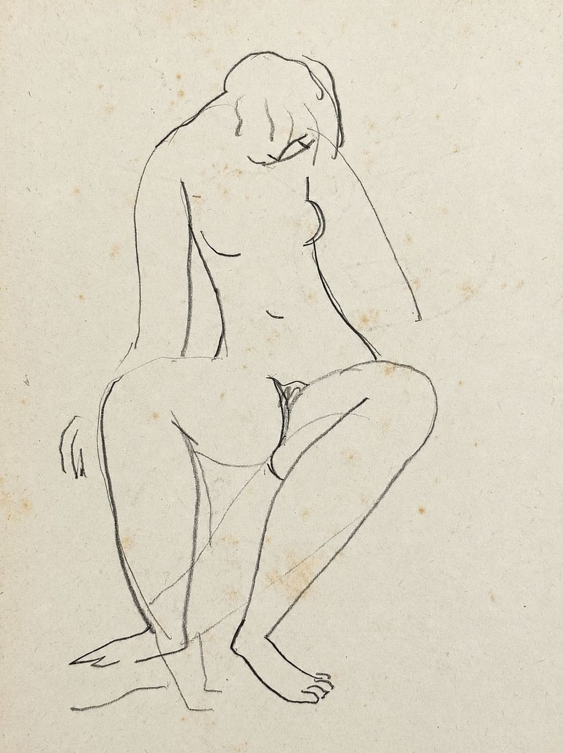 Attributed to Amedeo Modigliani (1884-1920), Female Figure: Pencil on paper Inscribed on the reverse Dimensions:14 × 18 cm Provenance: Private collection of Jean-Philippe Ghaen, France <