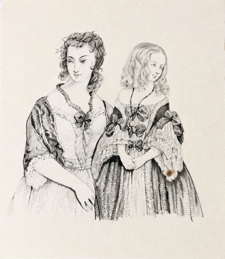 Claude-Louis Desrais (1746-1816) Two Elegant Women (1 of 2)