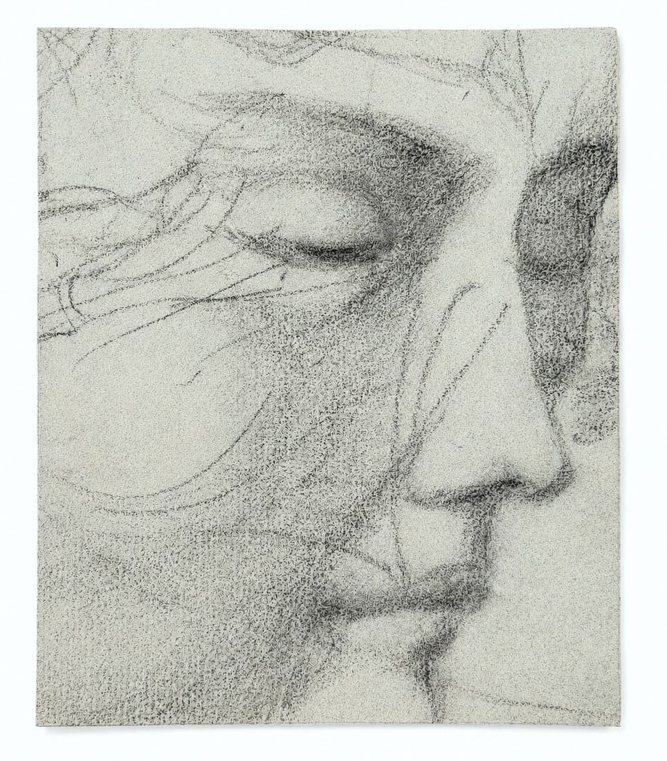 School of Leonardo da Vinci (1452-1519) Study of a Female Face: Charcoal on paper Inscribed on the reverse Dimensions: 12 × 14.5 cm Provenance: Private collection of Jean-Philippe Ghaen, France Condition: For a detailed c