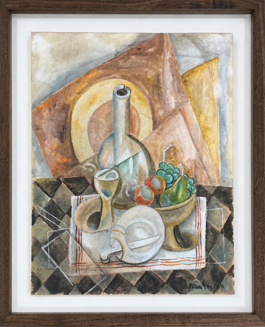 Juan Gris (1887-1927), Abstract Cubist Composition: Mixed media on paper Signed and dated l 1954 lower right Dimensions (including frame): 46 × 56 cm Dimensions (excluding frame): 34 × 45 cm <