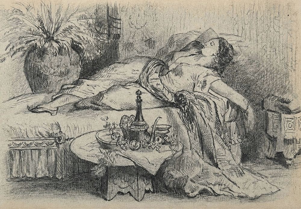 Jean-Baptiste Isabey (1767?1855) Reclining Woman in an Interior: Pencil on paper Inscribed on the reverse Dimensions: 11 × 16.2 cm Provenance: Private collection of Jean-Philippe Ghaen, France Condition: For a detailed con