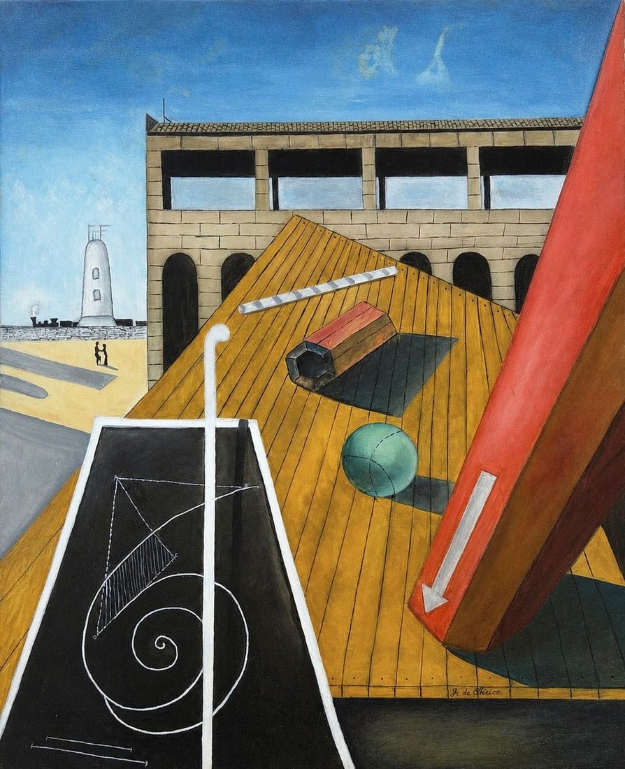 Attributed to Giorgio de Chirico (1888?1978) Metaphysical Composition with Lighthouse, 1965: Oil on canvas. Dimensions: 64.5 × 78 cm Signed lower right Provenance:Private Collection, Paris Notes: Accompan