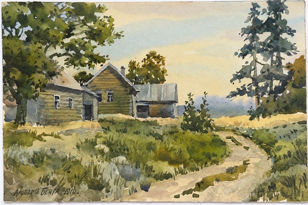 Albert Benois (1852-1936), Rural Landscape, 1910: Watercolor on paper Signed and dated lower left Dimensions: 16.4 × 24.5 cm Provenance:Privet collection , Tel Aviv