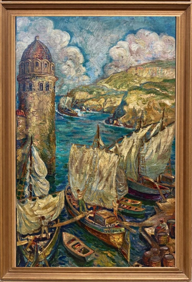 Marie Mela Muter (1876-1967), Port In Collioure: Oil on Canvas Signed lower right Dimensions:122.2 x 83.2 cm Provenance: Private Collection Formerly with Galerie LOCIEN Lefebvre-Foinet, P
