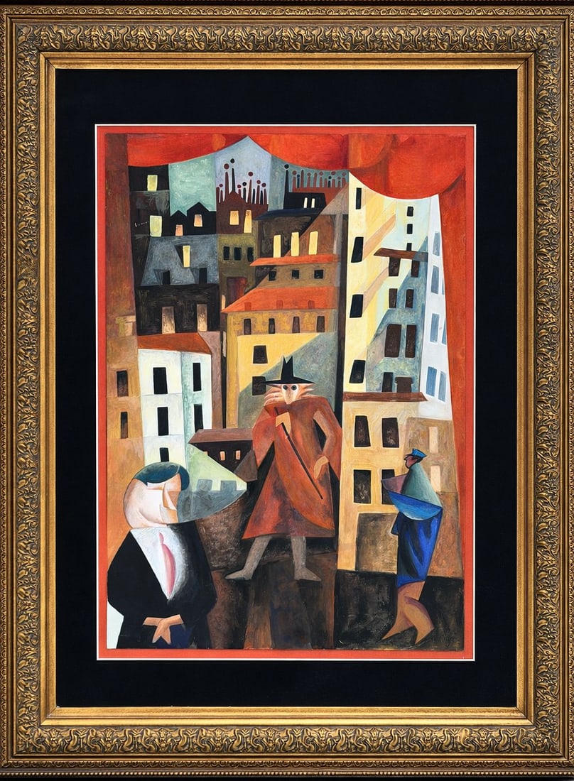Lyonel Feininger (1871-1956), Cubist Composition signed and attributed: Mixed media on paper Signed lower right Dimensions (including frame): 73.5 × 59 cm Dimensions (excluding frame): 70.5 x 59.5 cm