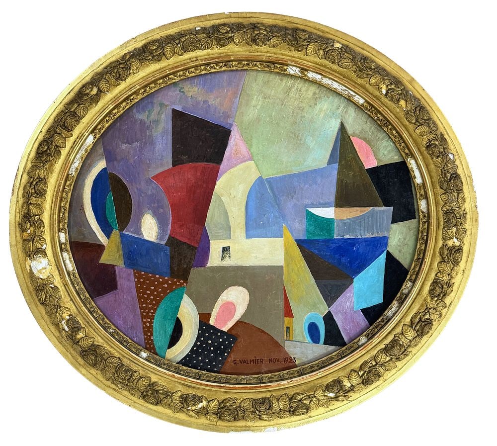 Georges Valmier(1855-1937), Abstract Composition: Oil on board Signed and dated 1923 lower center Dimensions (including frame):55.5 x 52 cm Dimensions (excluding frame): 43 x 38 cm Provena