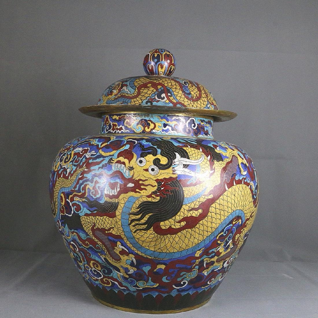 CHINESE BRONZE CLOISONNE JAR (1 of 3)
