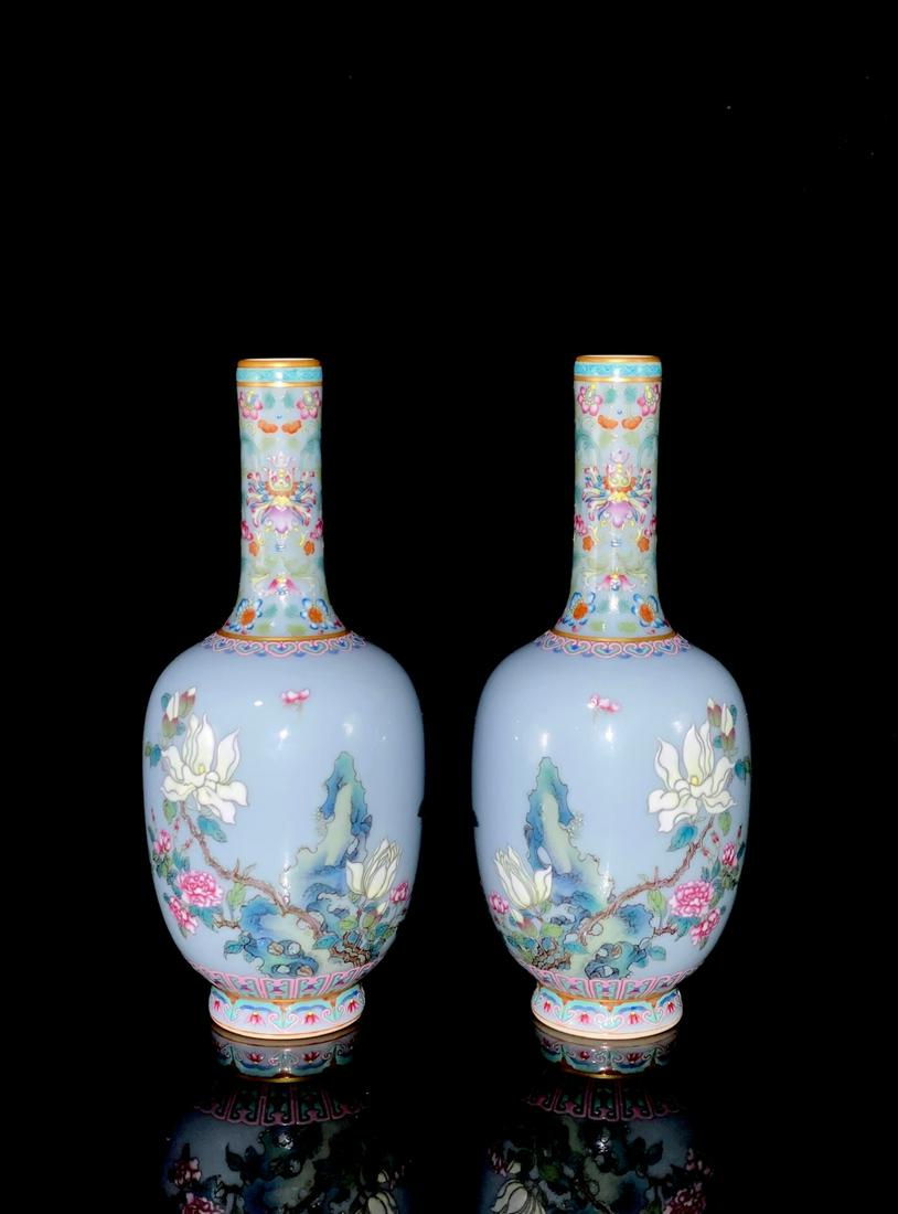 YONGZHENG MARK, PAIR OF CHINESE GILT CELADON VASE (1 of 6)