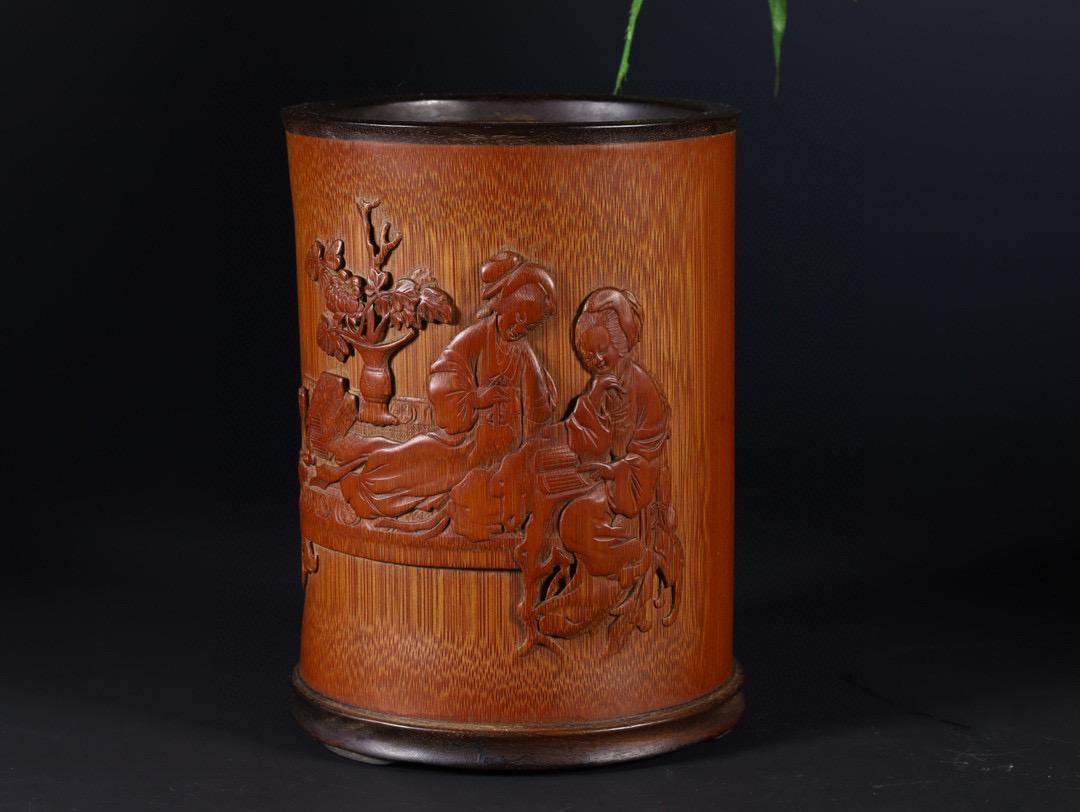 CHINESE CARVED BAMBOO BRUSHPOT (1 of 6)