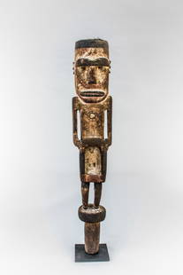 Wooden Statue of Tangalla Warrior: Wooden Statue of Tangalla Warrior. - 26.5. x 6 x 4 inches