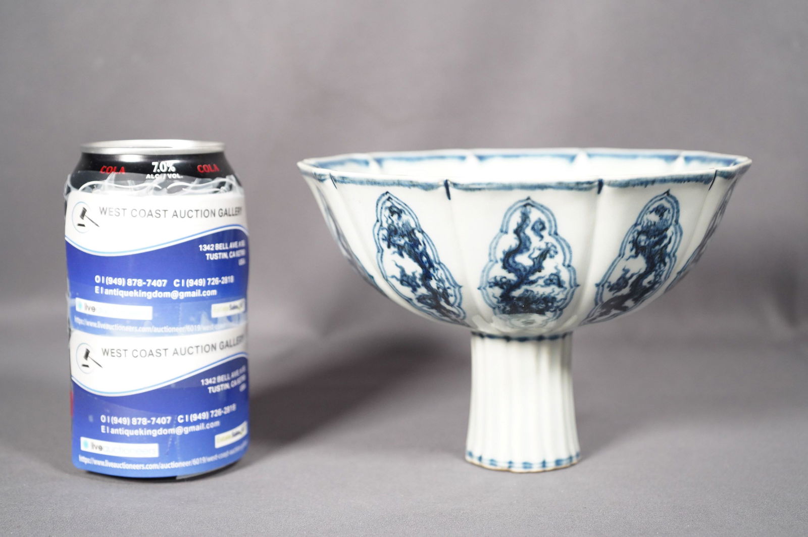 Important Chinese b/w foliate stem cup (1 of 6)