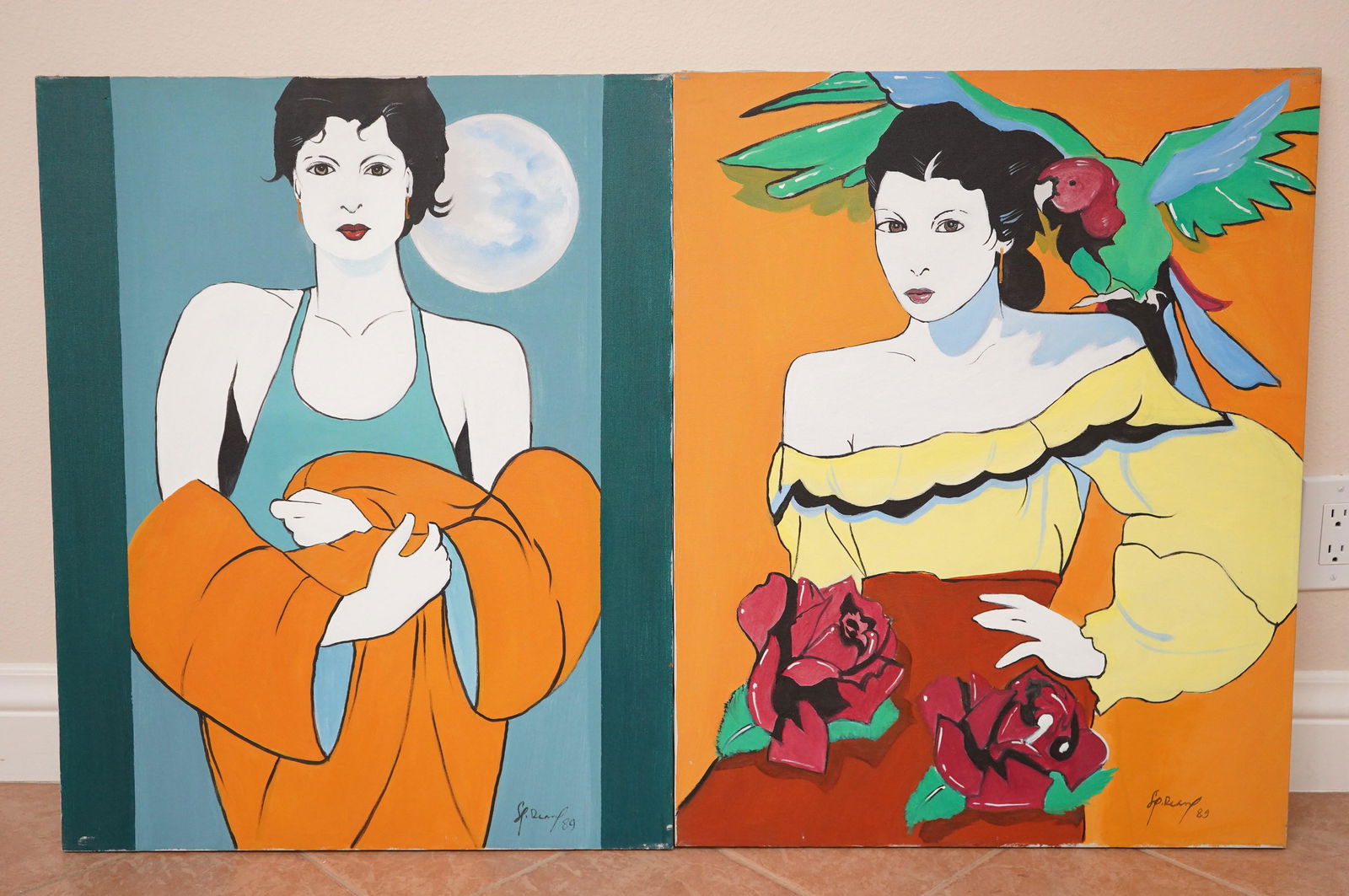 2 pcs vintage oil paintings (1 of 6)