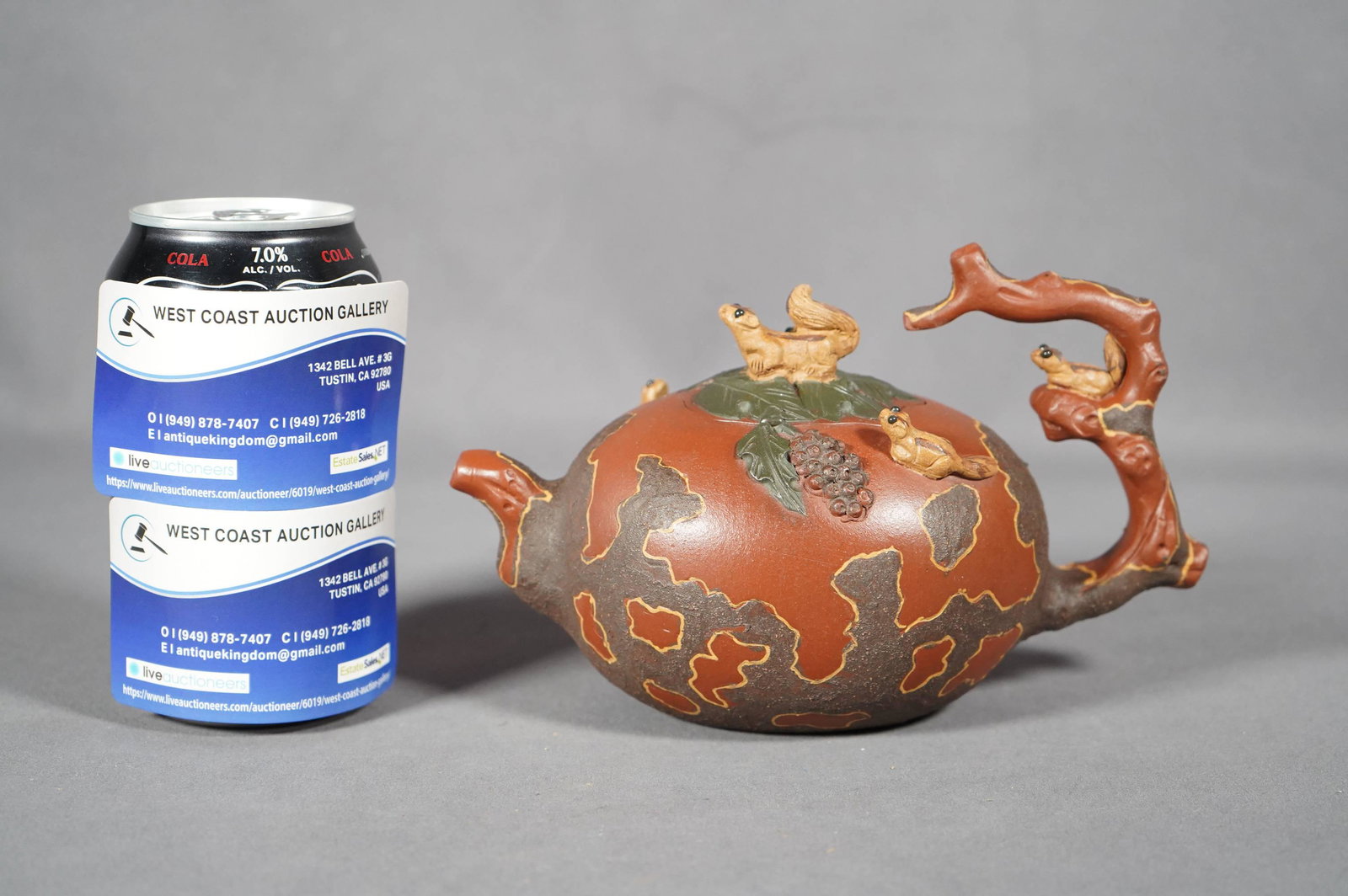 Chinese clay teapot: Chinese vintage clay teapot, in frog forms. H: 5" x W: 7"