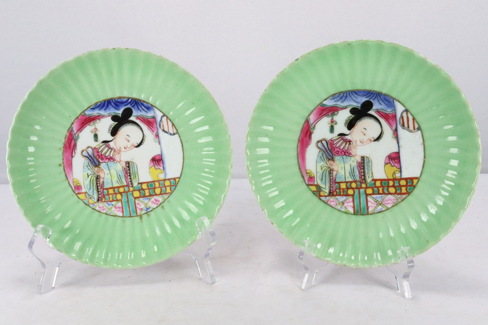 2 pcs Chinese foliate plate (1 of 6)