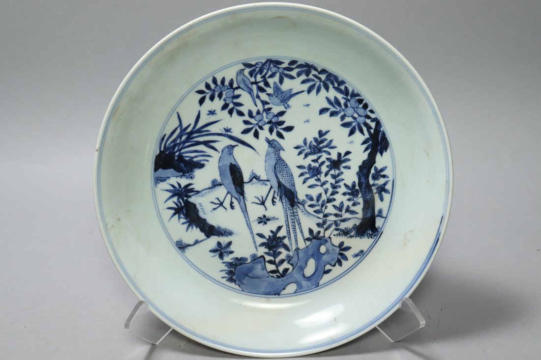 Chinese fine b/w large plate (1 of 6)