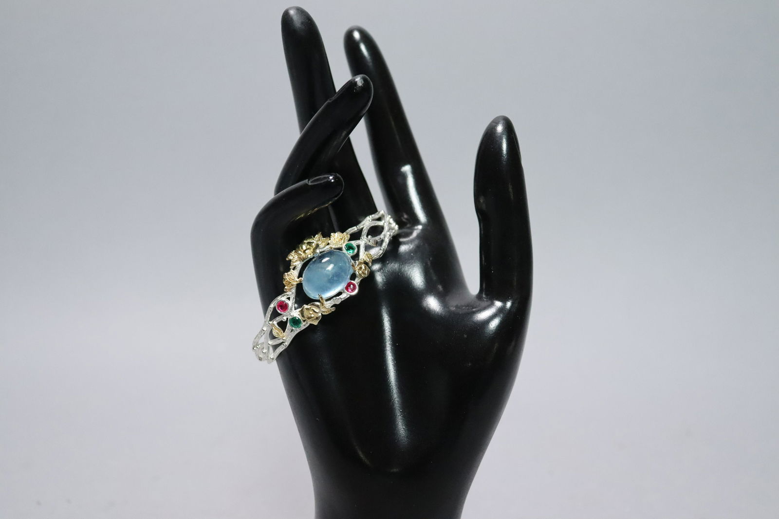 Chinese sterling jadeite bangle (1 of 7)