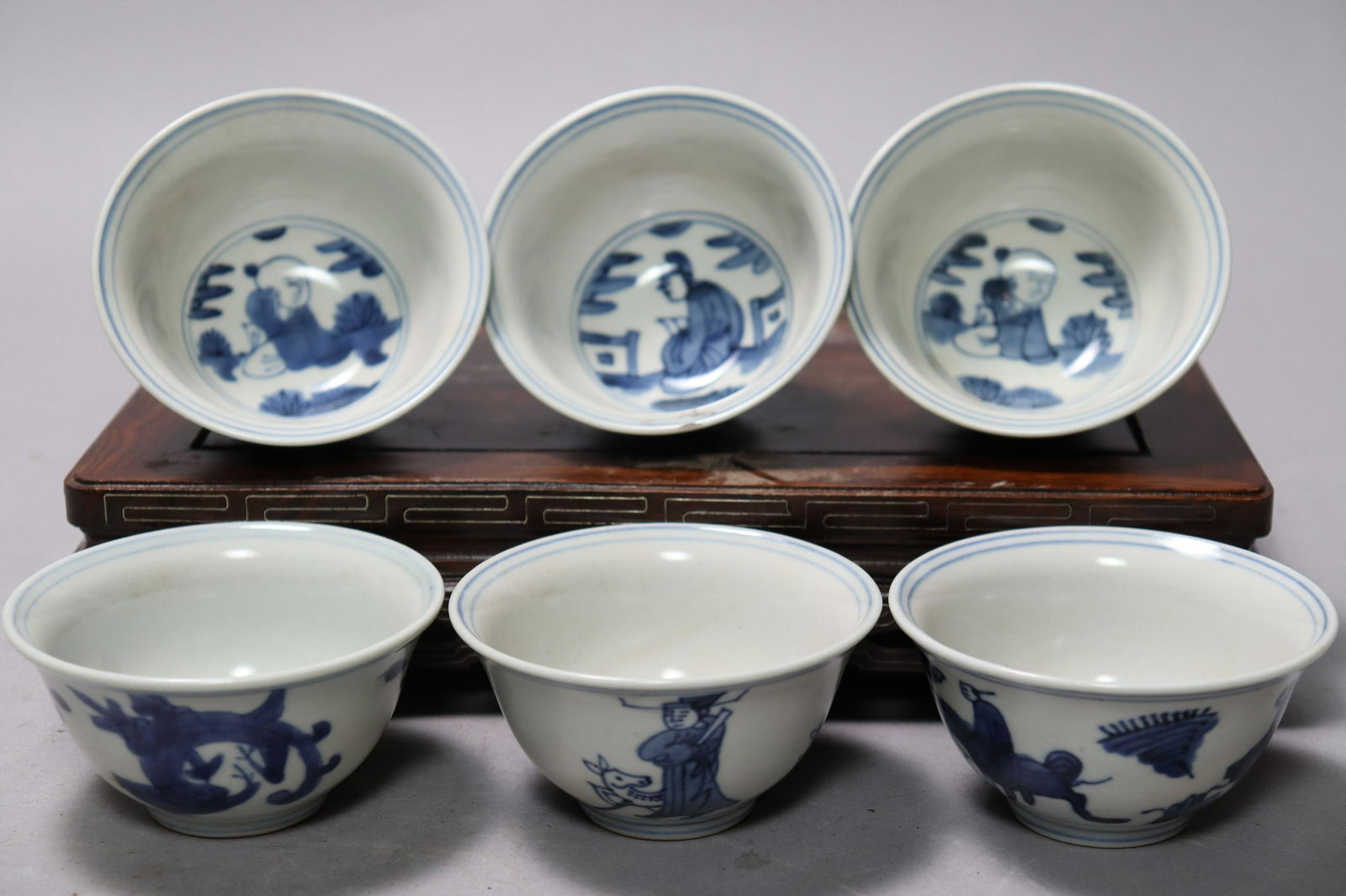 6 pcs Chinese b/w cup (1 of 7)