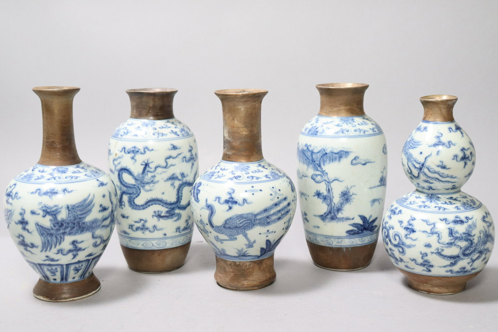 5 pcs Chinese b/w vase (1 of 7)