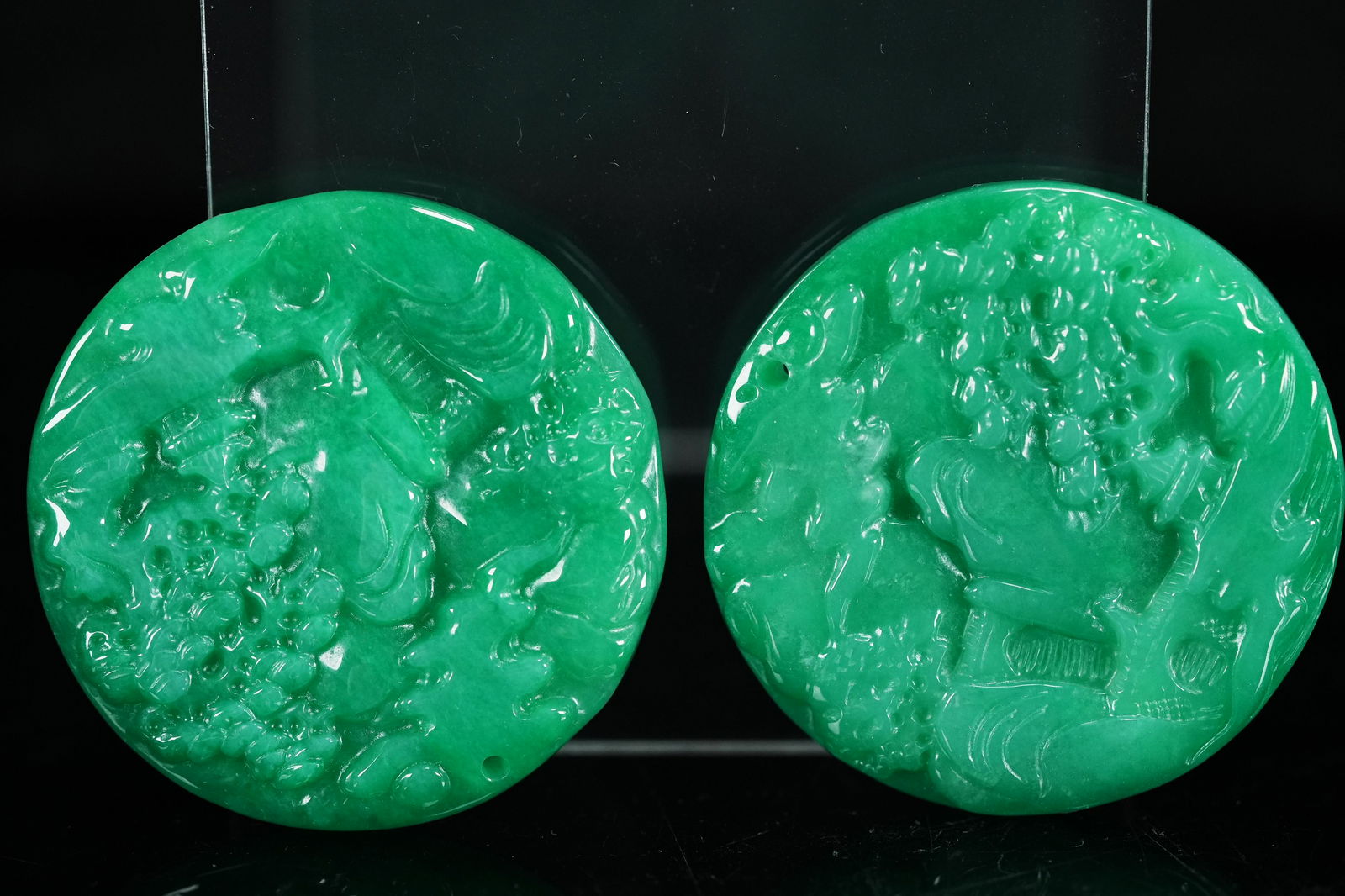 2 pcs Chinese jadeite plaques (1 of 7)