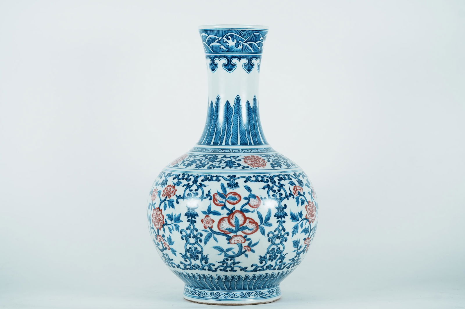 Chinese blue red tall vase (1 of 7)