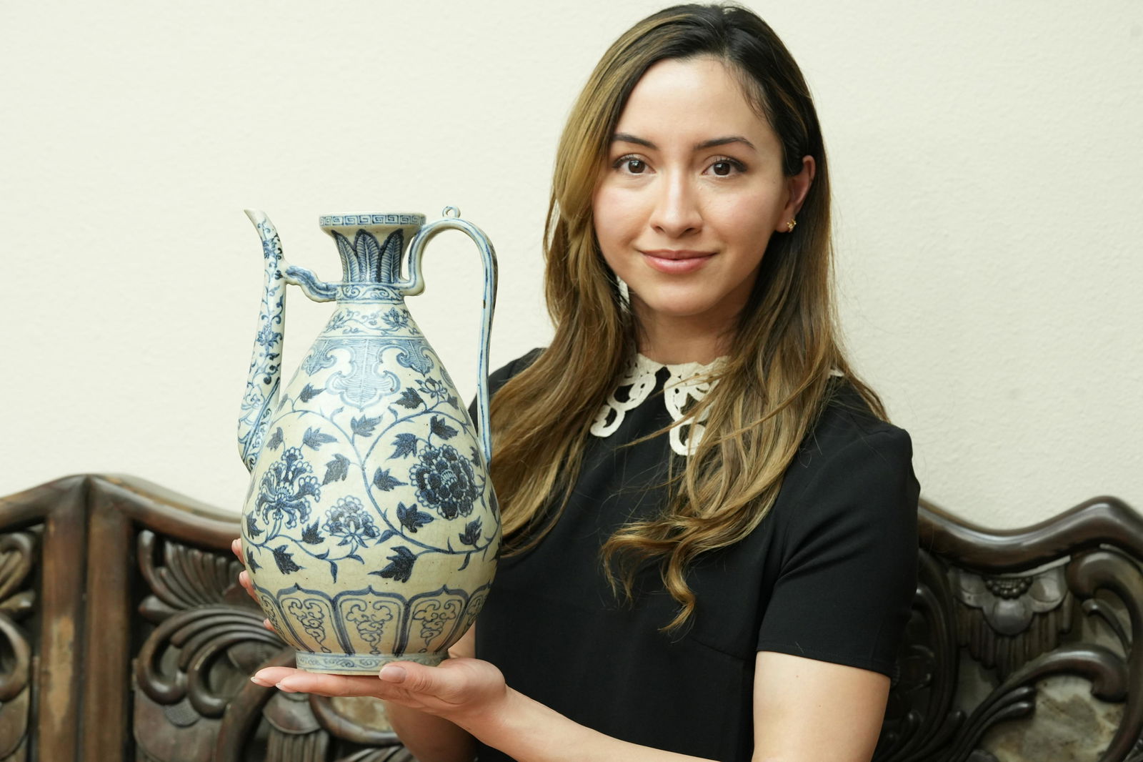 Chinese fine b/w pitcher (1 of 9)