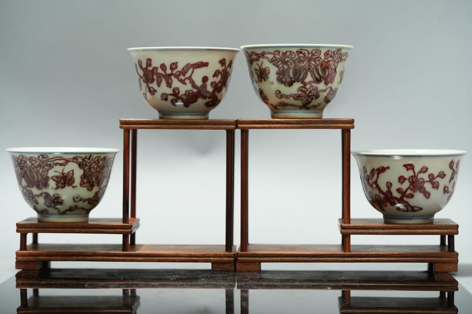 4 pcs Chinese fine red cups (1 of 7)