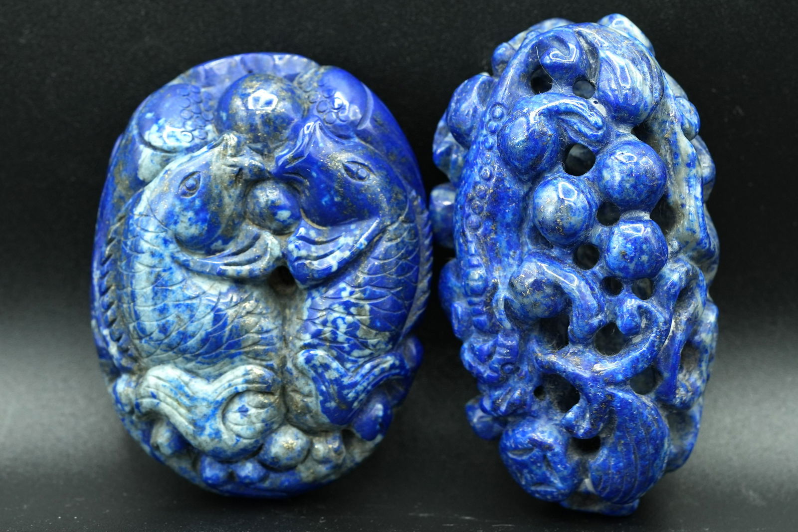 2 pcs Chinese lapis pendants (1 of 7)