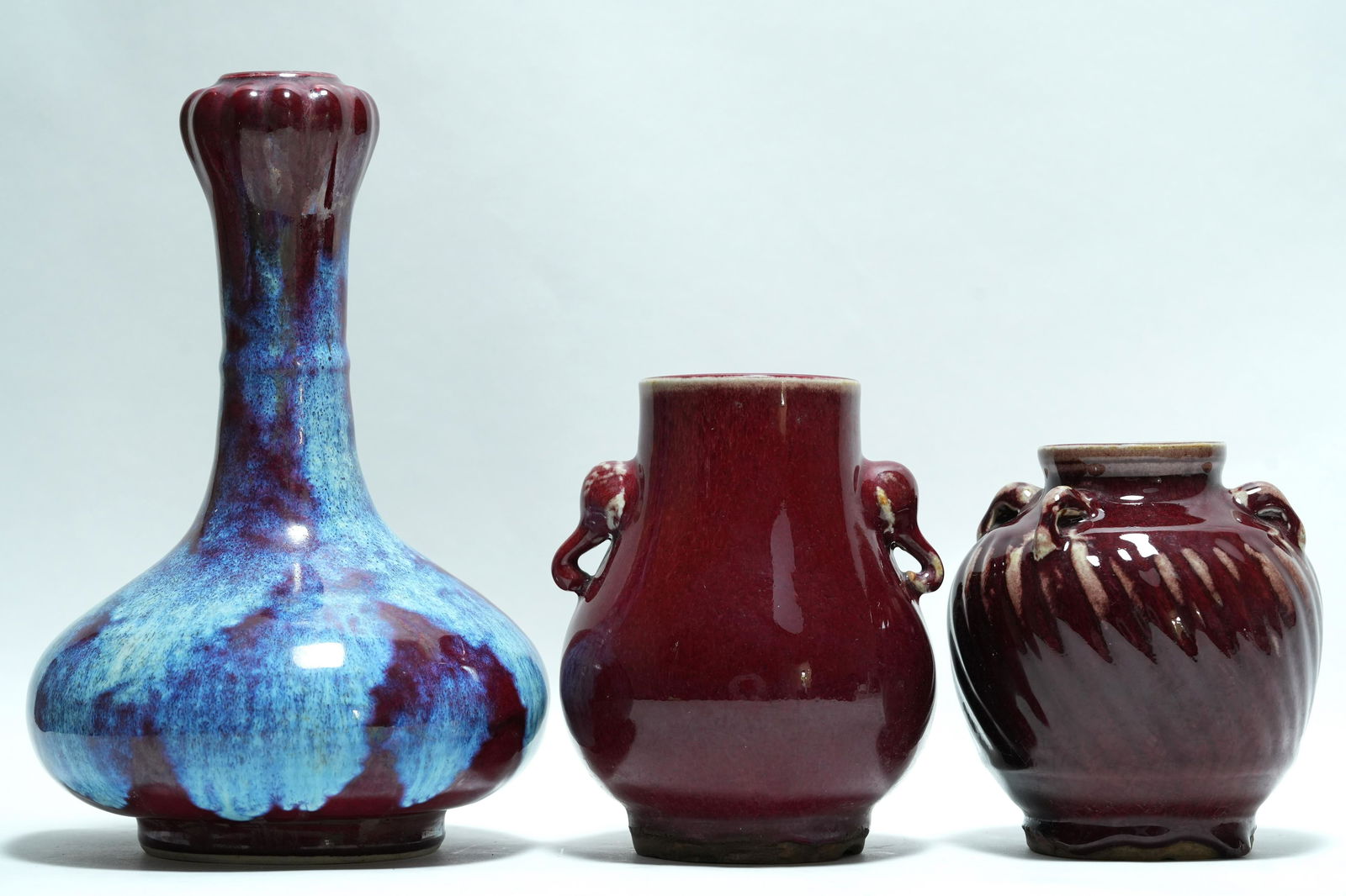 3 pcs Chinese red vase (1 of 7)