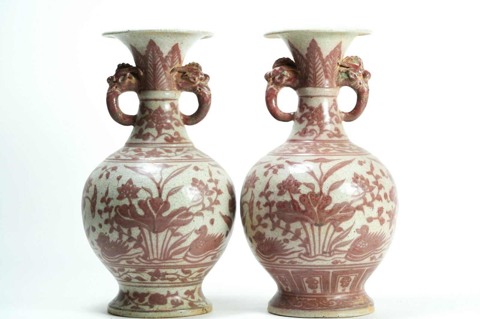 2 pcs Chinese red glaze vase (1 of 6)