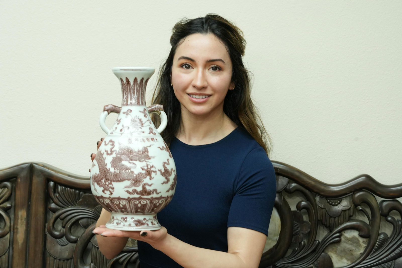 Chinese copper red dragon vase (1 of 8)