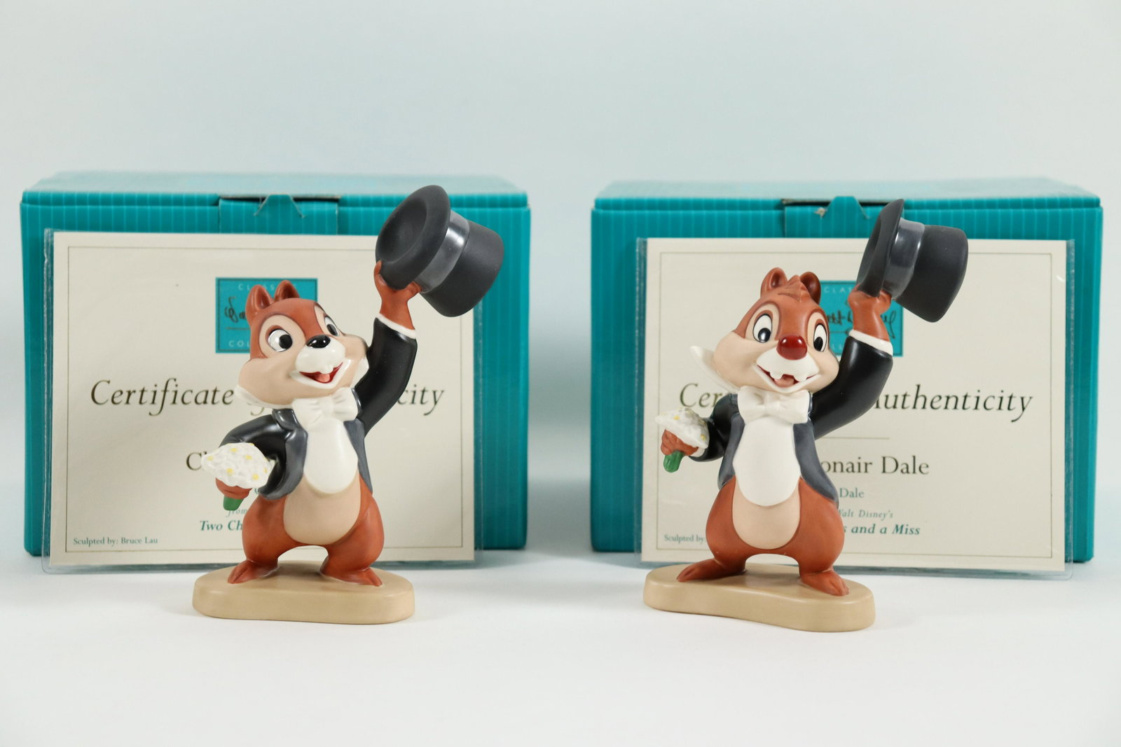 Chip and Dale WDC figurines: Chip and Dale WDC fine figurines, both comes with COA and original box. Largest H: 5.25" x W: 4."