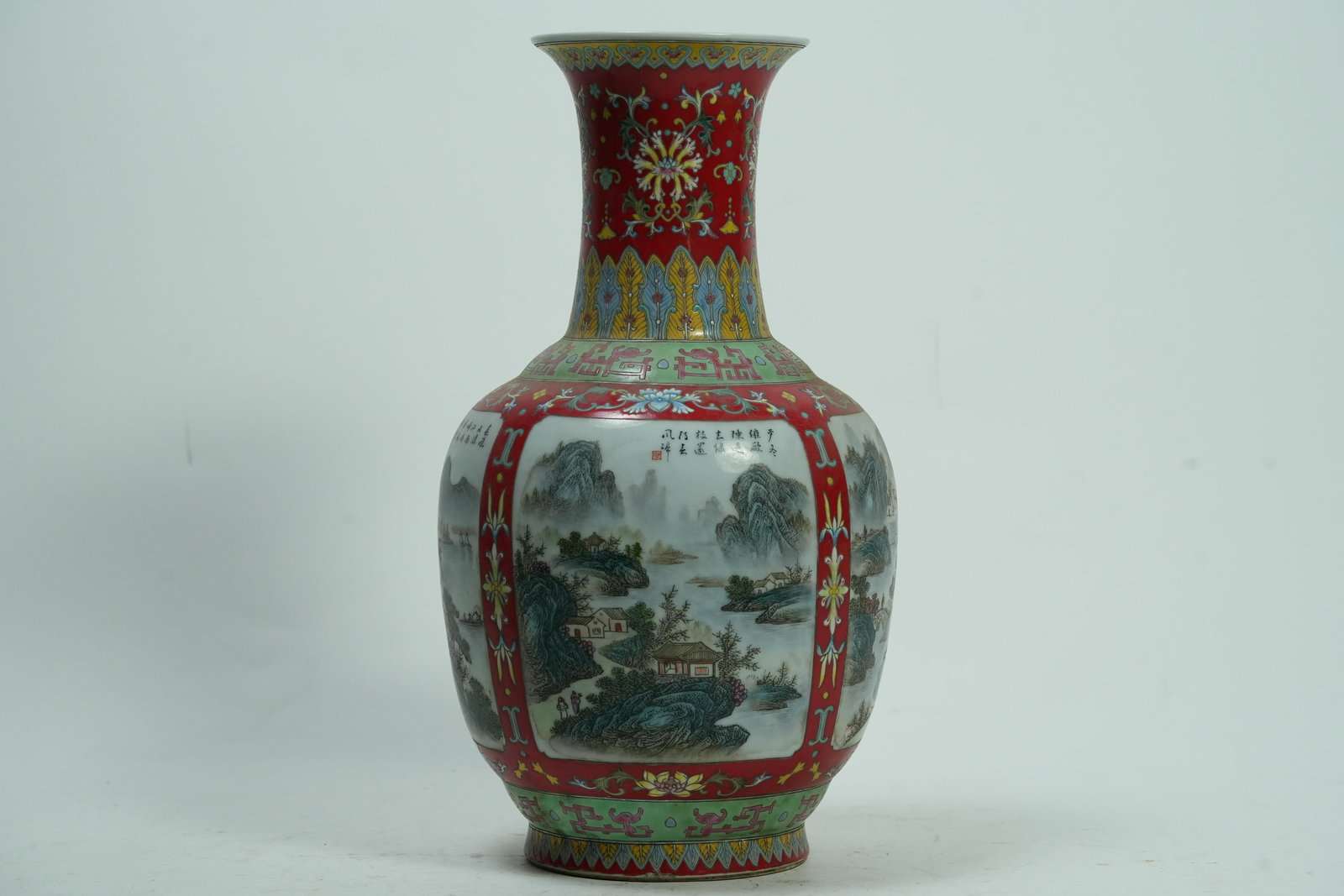 Chinese tall red glaze vase (1 of 7)