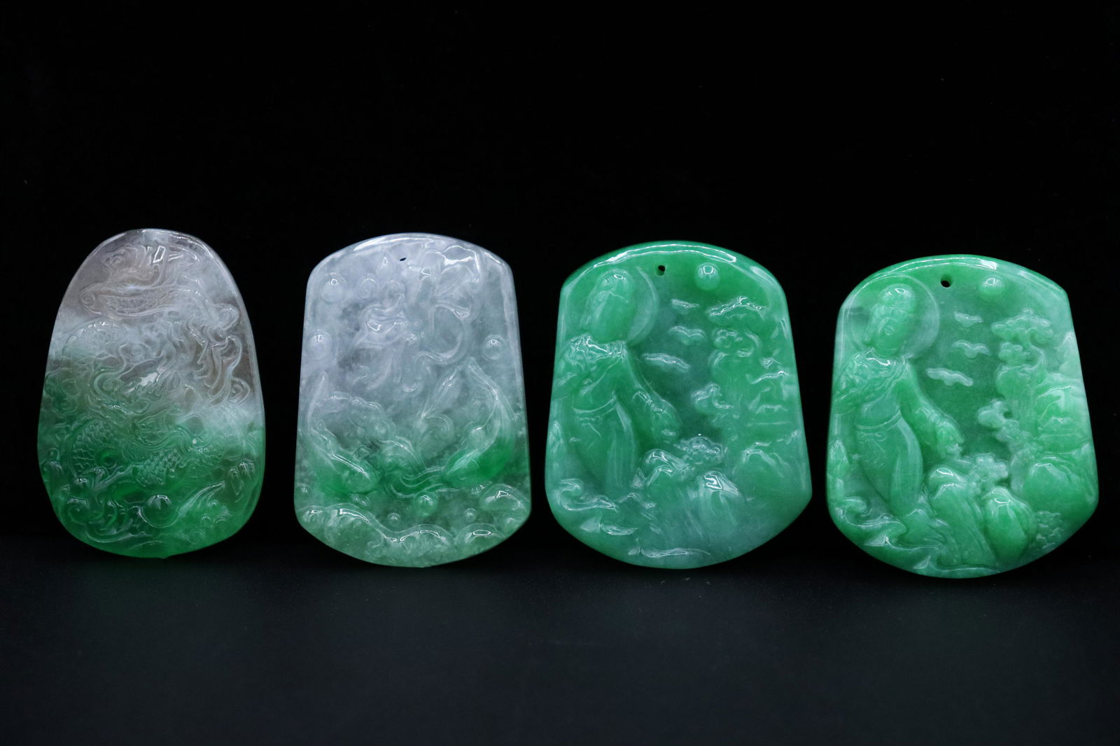4 pcs Chinese jadeite plaques: 4 pcs Chinese jadeite plaques.