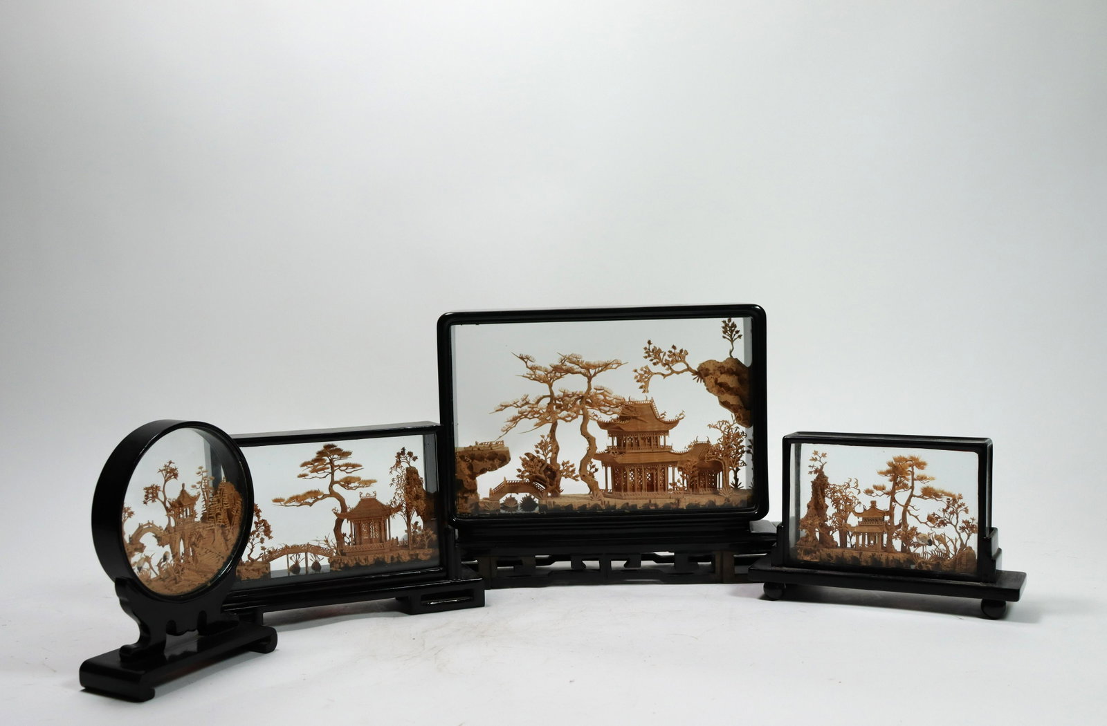 Lots of framed Asian items: Lots of framed Asian items, with stand. Largest H: 14" x w: 9."