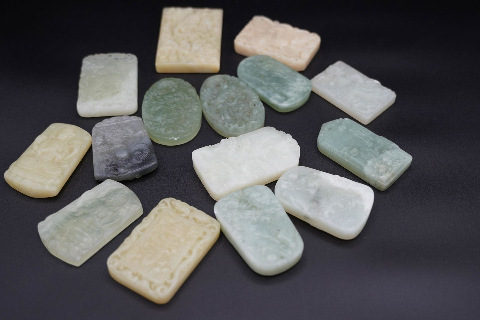 15 pcs Chinese jade plaques (1 of 5)
