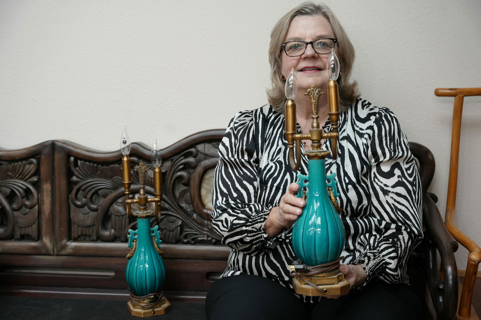 A pair Chinese fine green lamp (1 of 9)