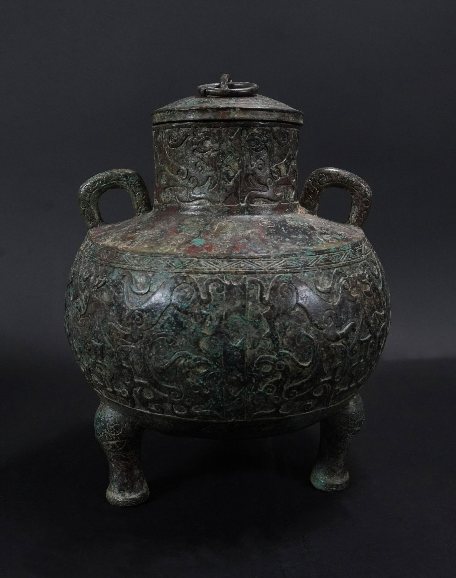 Chinese bronze lid vessel (1 of 7)