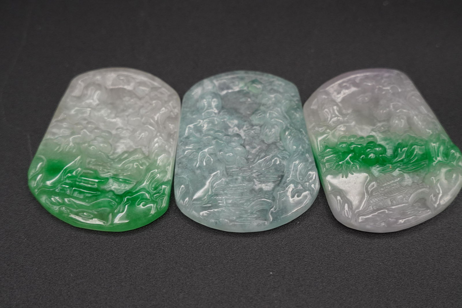 3 pcs Chinese jadeite plaques (1 of 6)