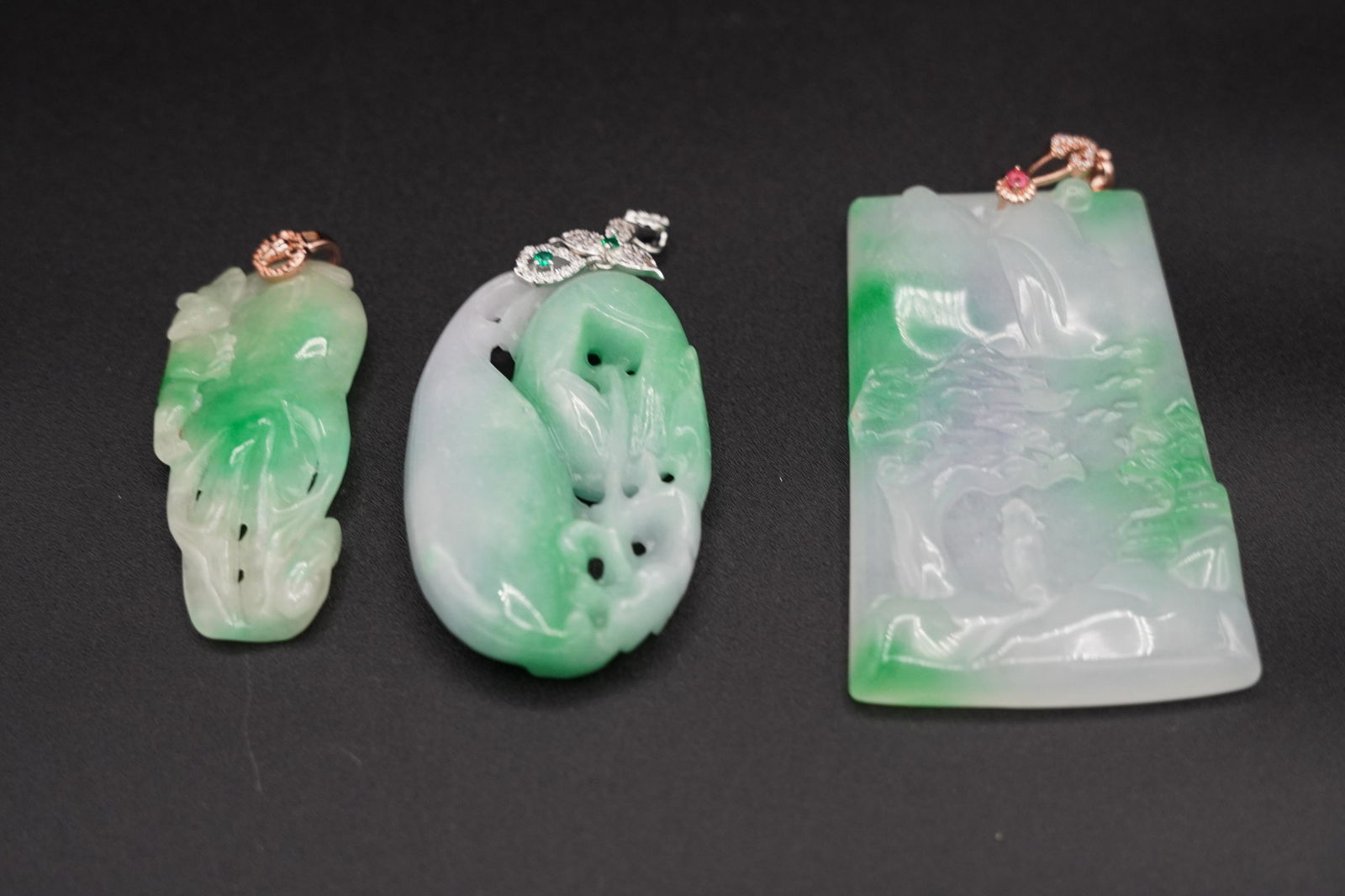 3 pcs Chinese jadeite plaques (1 of 6)