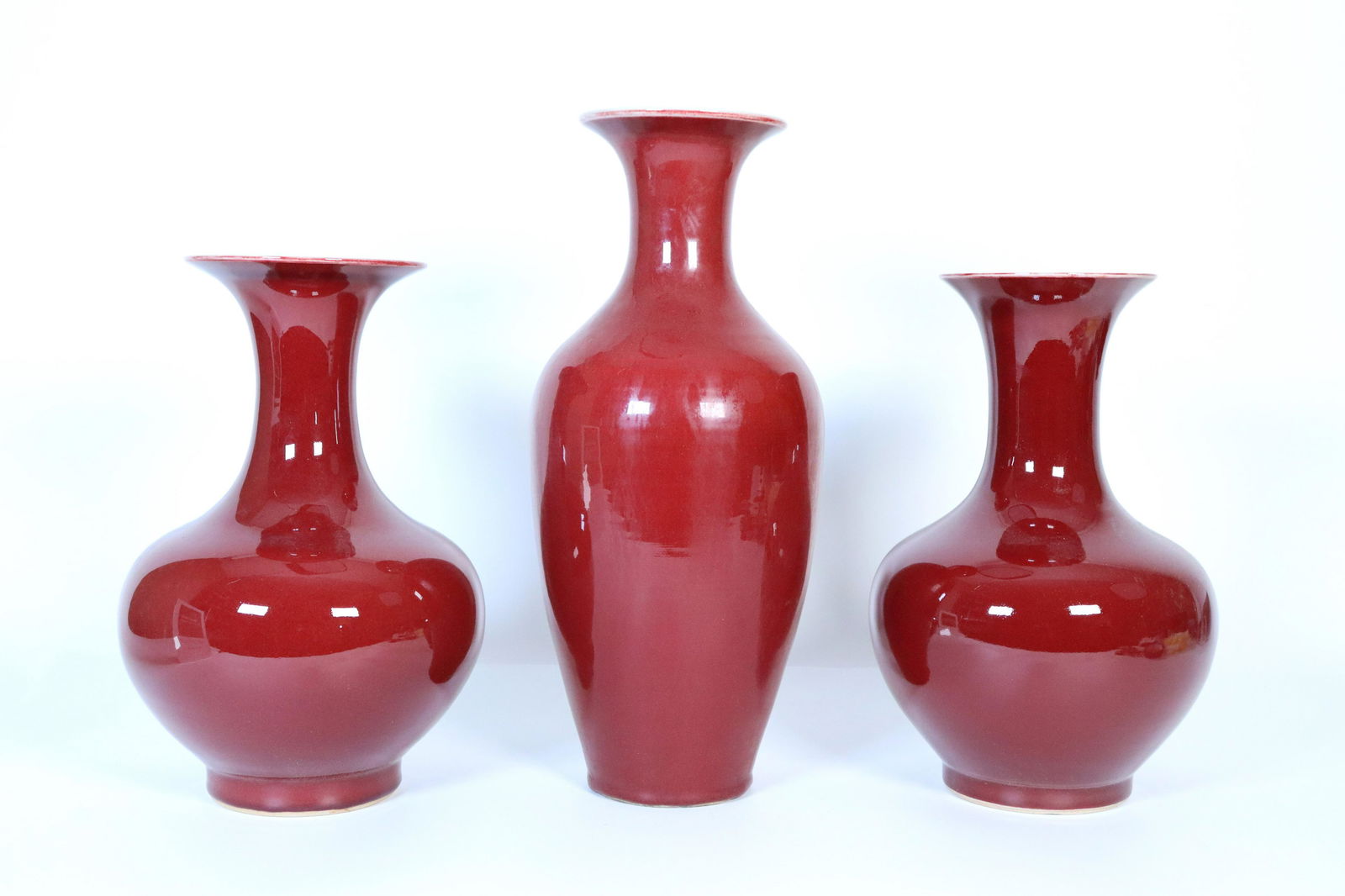 3 pcs Chinese red vase (1 of 7)