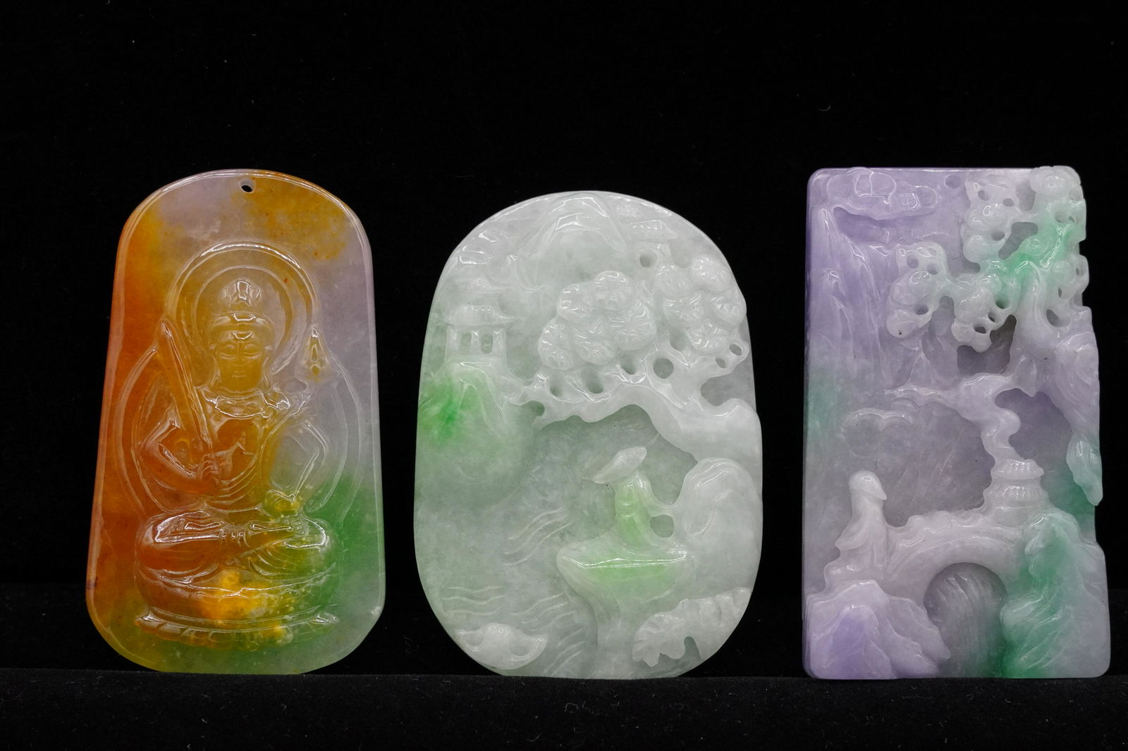 3 pcs Chinese jadeite plaques (1 of 8)