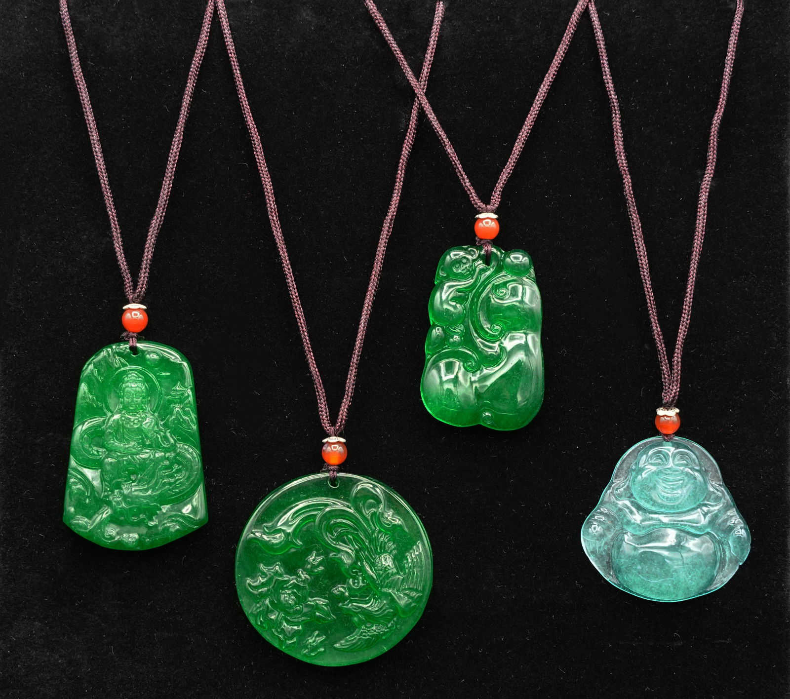 4 pcs Chinese stone pendants (1 of 7)