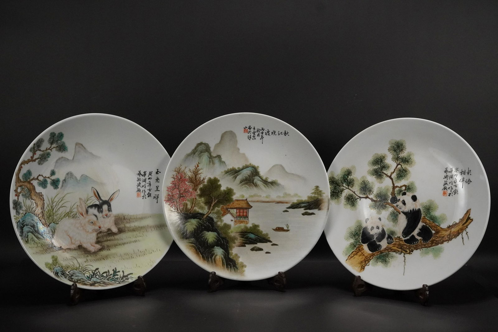 3 pcs Chinese fine plates (1 of 9)