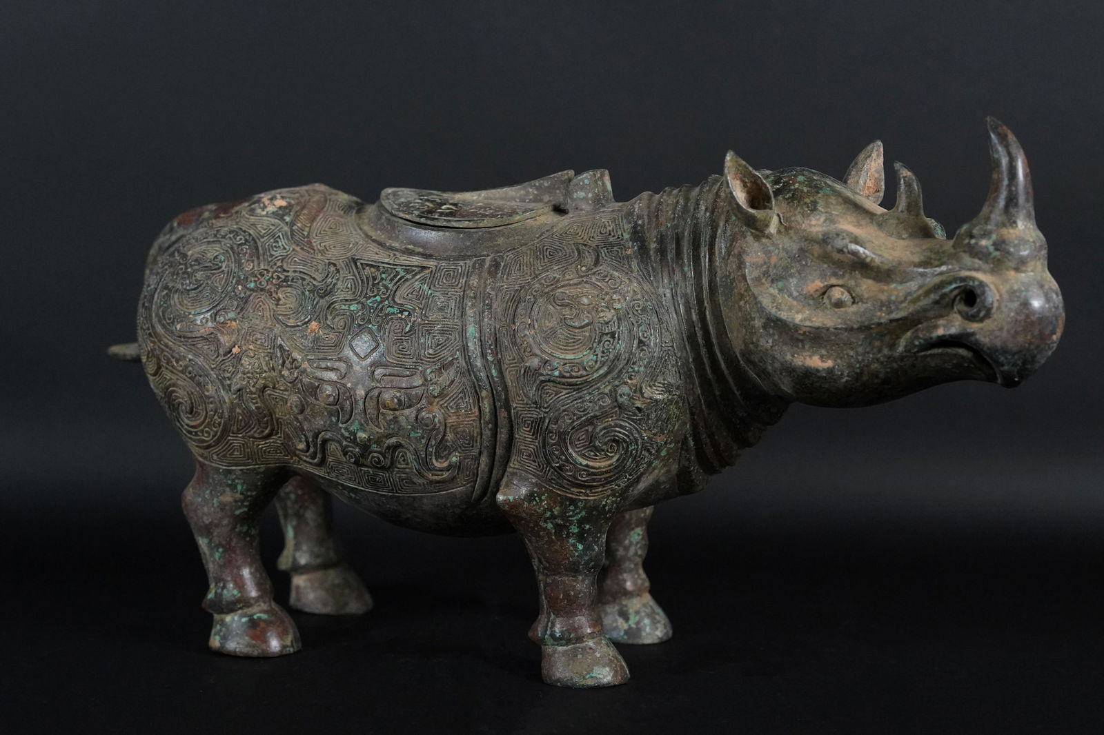 Chinese bronze carved rhino (1 of 8)