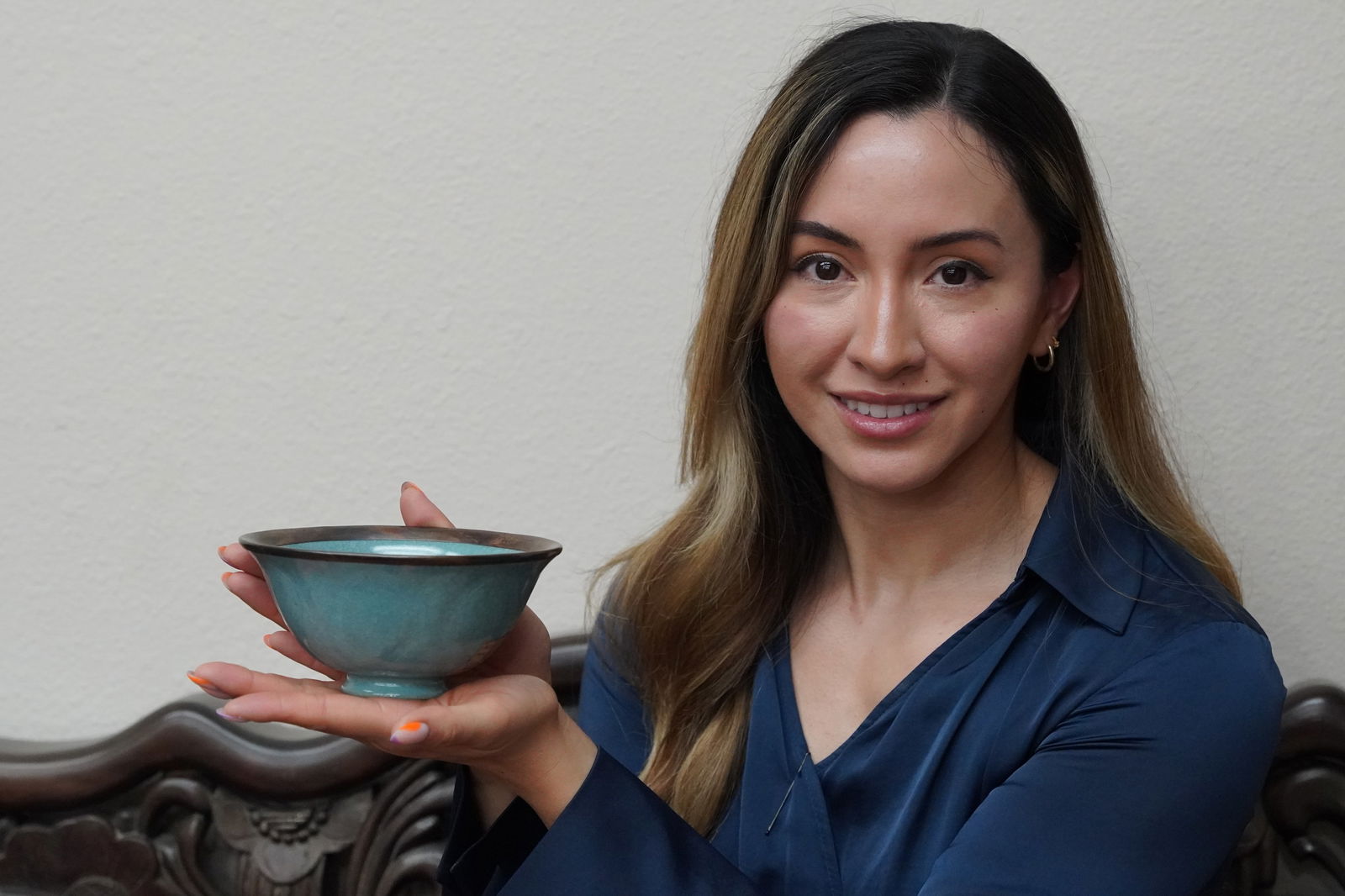 Chinese celadon bowl: Chinese vintage celadon bowl. H: 3" x W: 6."