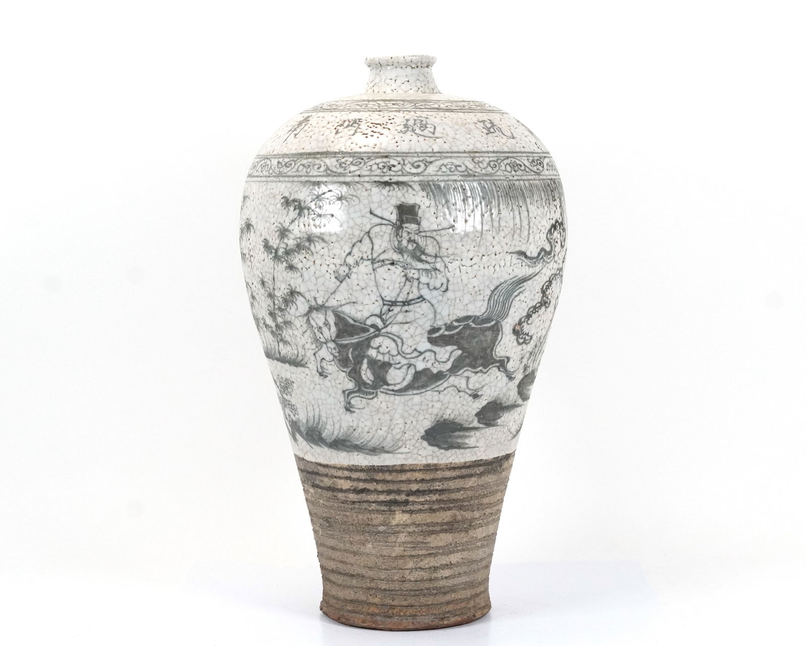 Chinese heavy b/w vase (1 of 7)