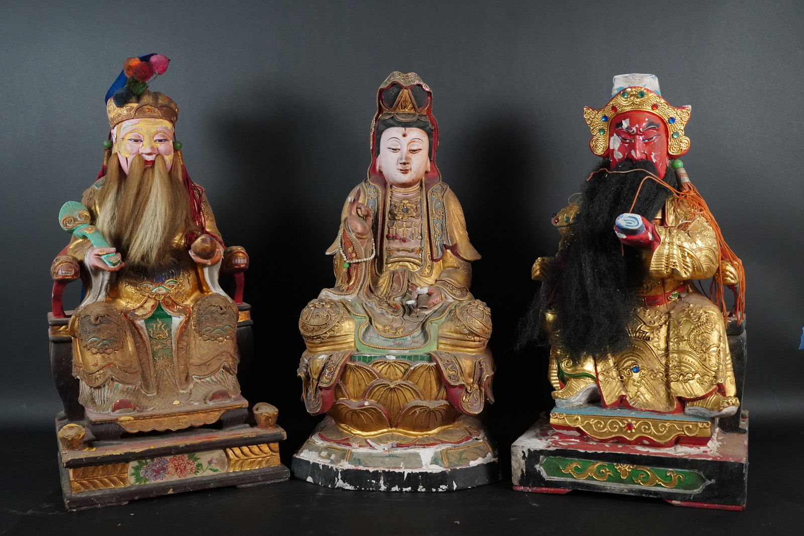 3 pcs Chinese fine statues (1 of 10)