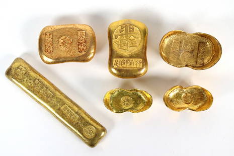 6 pcs Chinese ingots: 6 pcs Chinese ingots, condition selling it as is. Not graded or authenticated. All sales are final.