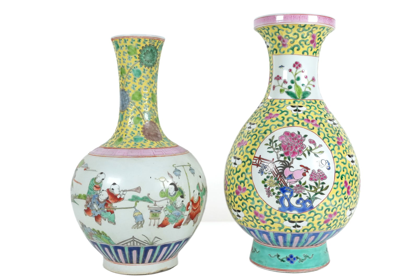 2 pcs Chinese fine yellow vase (1 of 7)