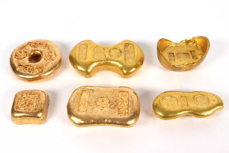 6 pcs Chinese ingots: 6 pcs Chinese ingots, condition selling it as is. Not graded or authenticated. All sales are final.